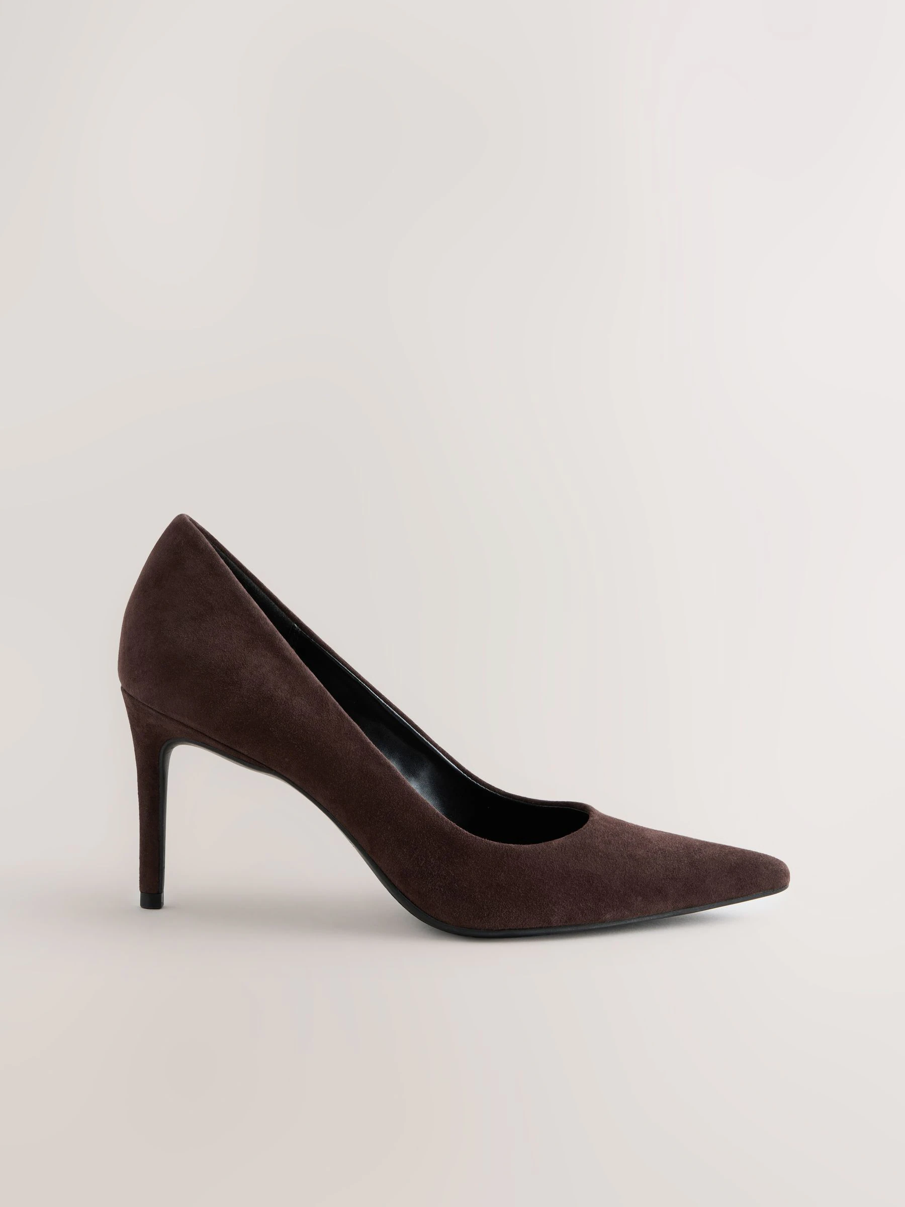 Chocoladebruin suède - Leren mid-court pumps