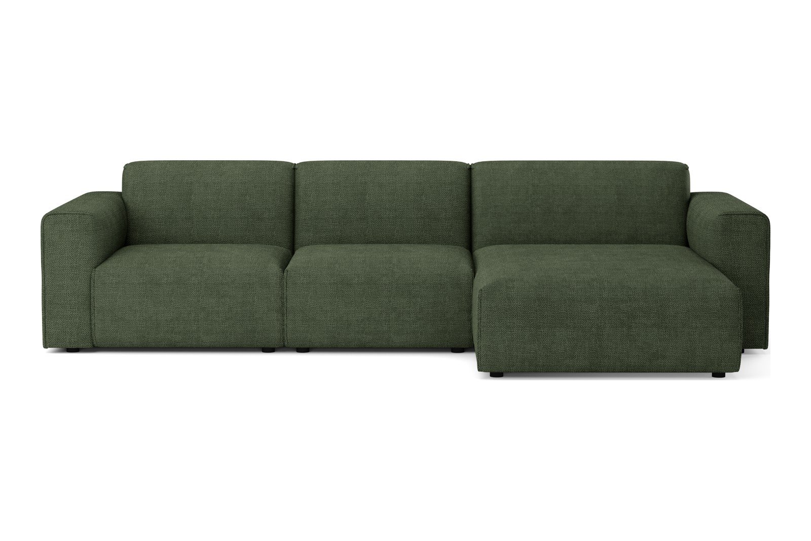 Monaco Lux 2,5-seter med XL sjeselong høyre Tekstil Fjord 11 Winter Moss med sorte ben. Lux komfort.