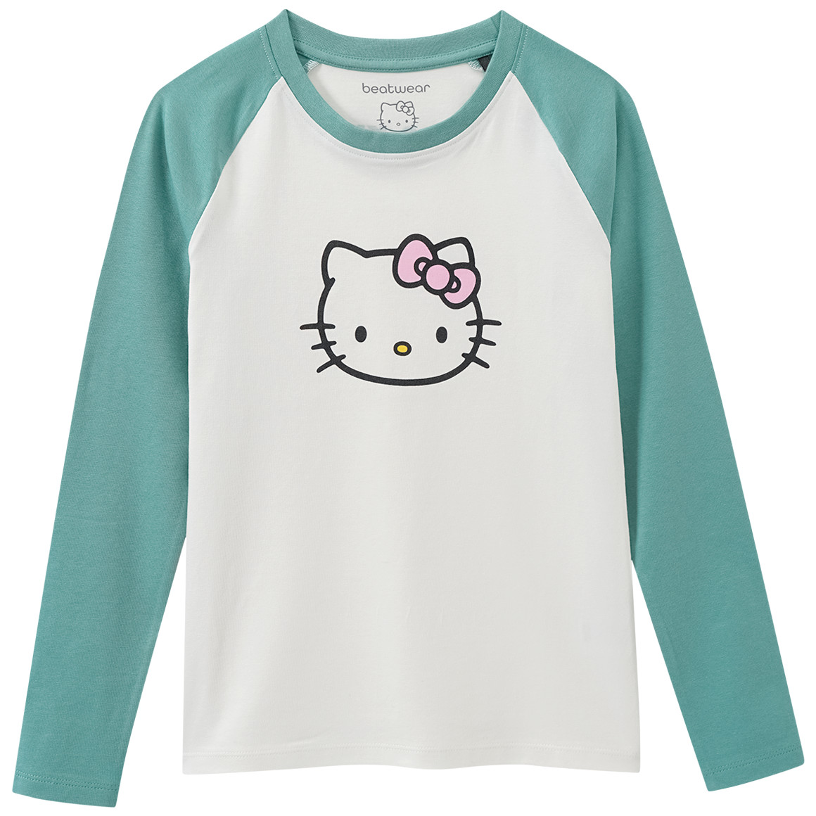 Beatwear Hello Kitty Langarmshirt mit Raglanärmeln grün / weiss