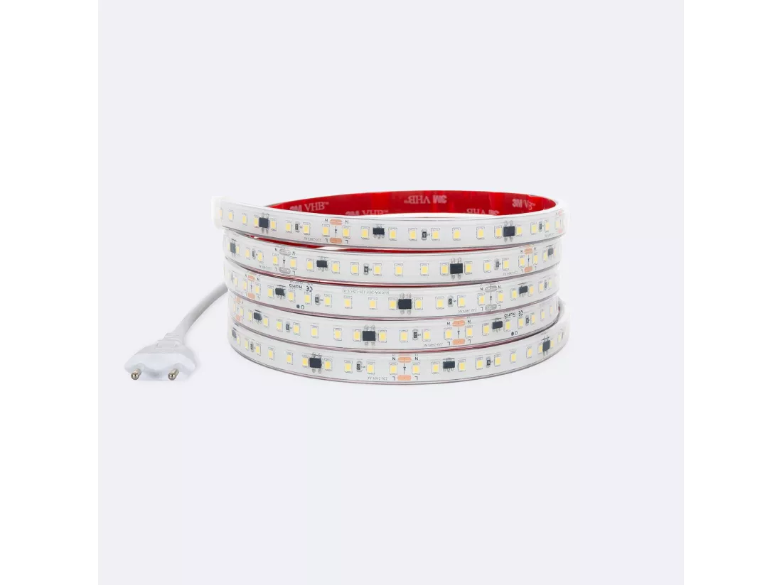 Ruban LED Dimmable Auto-redressement 220V SMD2835 Silicone FLEX 120 LED/m IP67 High Lumen Largeur 12mm Coupe 10 cm sur Mesure 4000K Blanc neutre 50 m