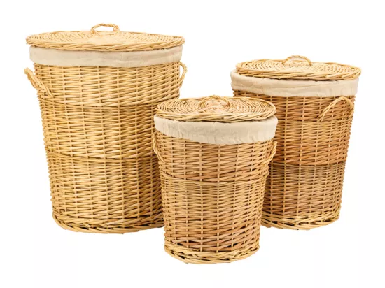 Coffres à linge en osier blanc (Lot de 3)