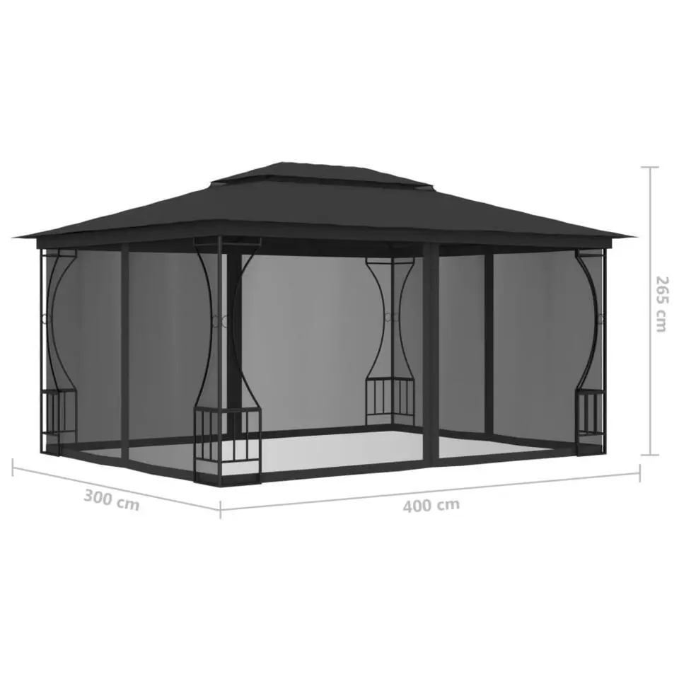 vidaXL - Tuinpaviljoen - Antraciet - Stof