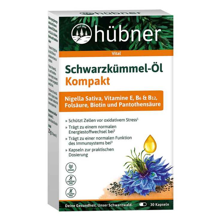 Hübner Schwarzkümmel-Öl Kompakt Kapseln, 30 St