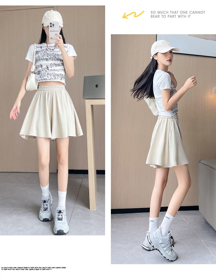 Cloud Nine - Effen mini A-lijn skort met elastische taille