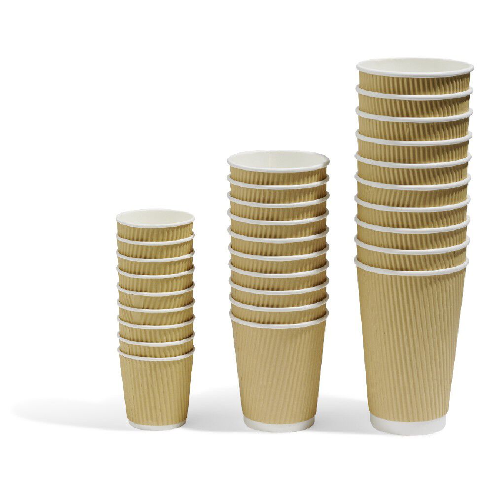 Gobelet cartonné extérieur cannelé beige et blanc 20 cl x10