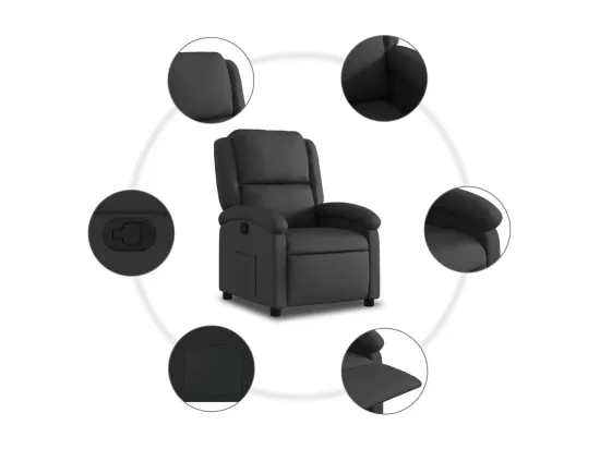 Fauteuil inclinable noir cuir véritable