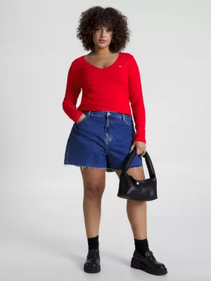 Top cropped de manga comprida canelado Curve Essential