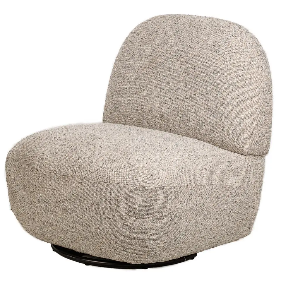 Salonstoel Swivel van metaal en beige fluweel