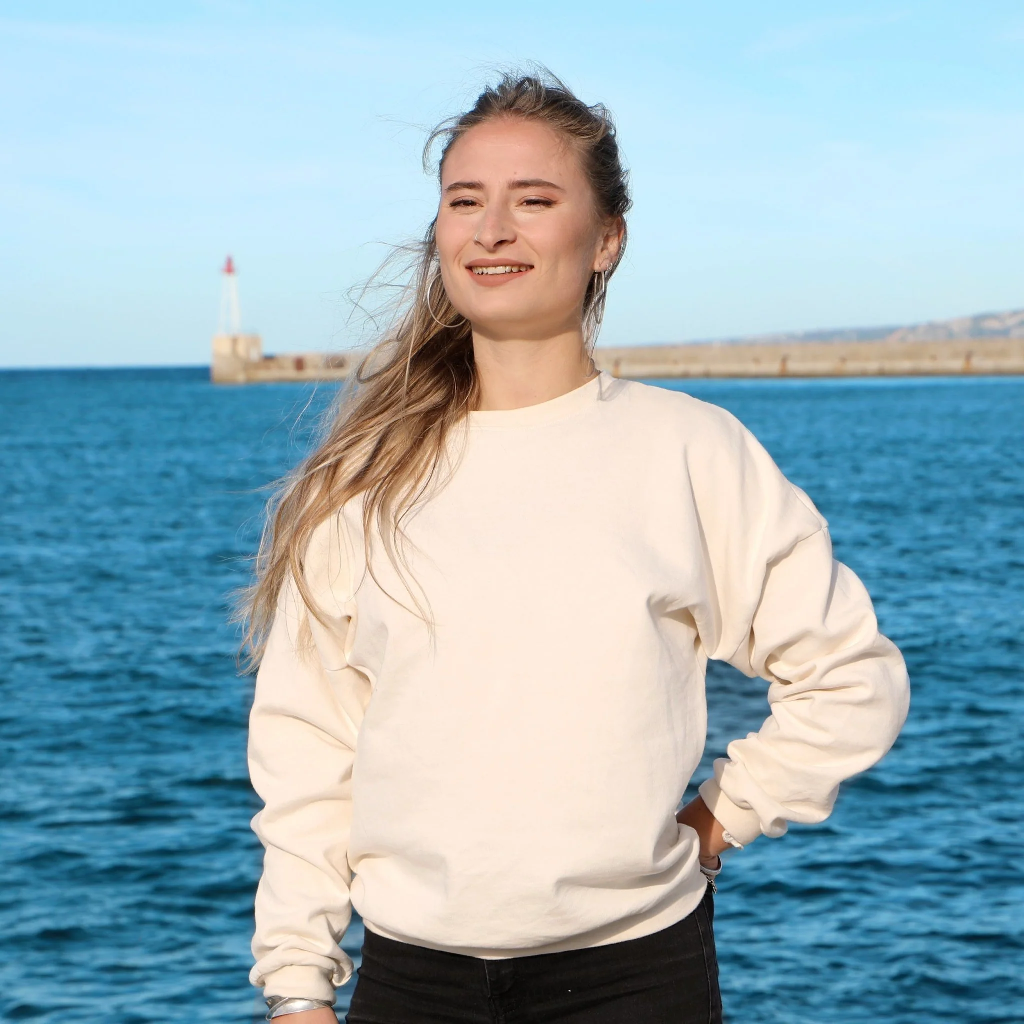 Sweat en coton pour femme - Version 1 - Taille 0 / XS / Bleu Lagon