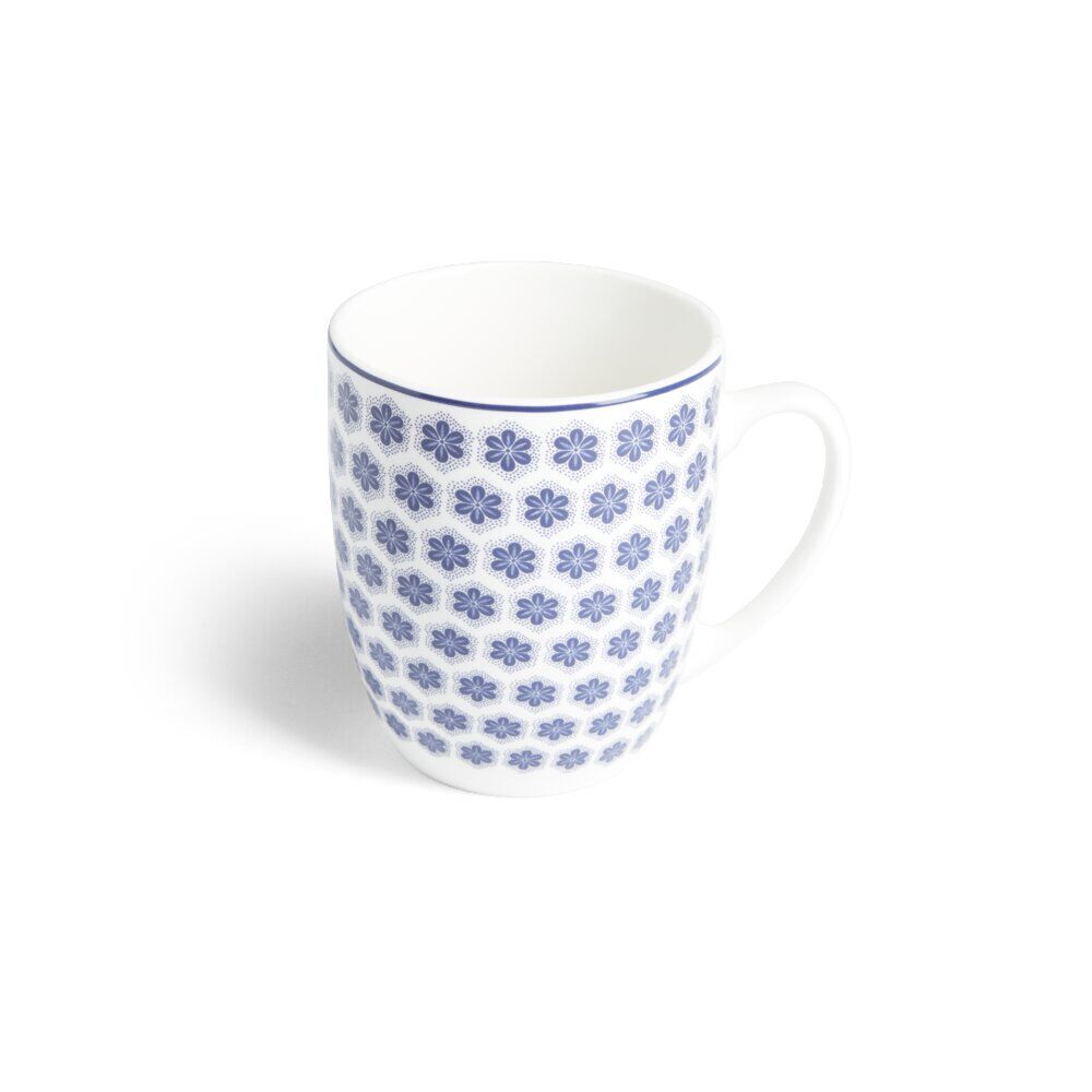 Lot de 4 mugs 200ml porcelaine Ø8,8x10,4cm bleu et blanc