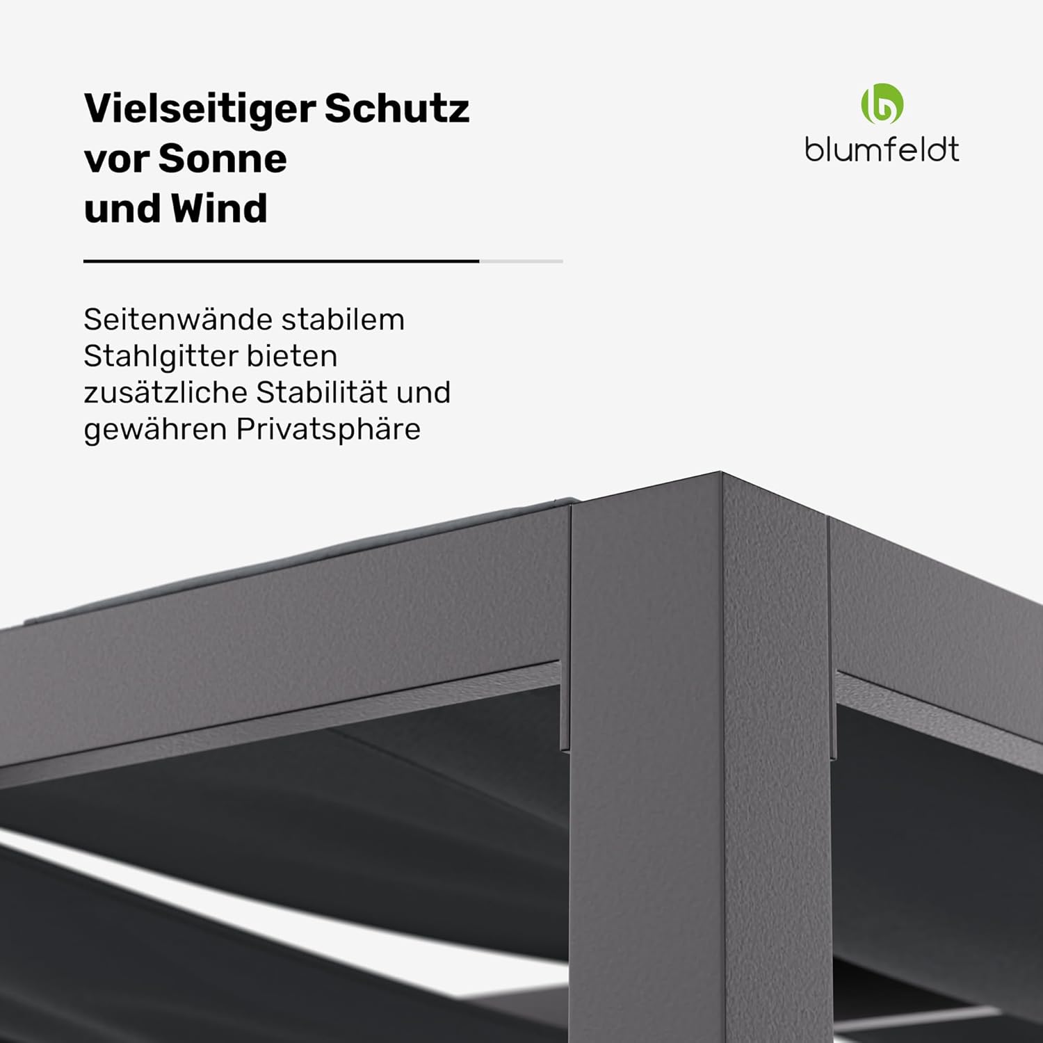 Blumfeldt Pavillon 3x3, Wasserdicht Stabil Winterfest, Pulverbeschichteter Stahlrahmen, PA-Beschichtetes Dach, Integrierte Spalierwand, Einfache Montage, Wetterfest für ganzjährige Nutzung