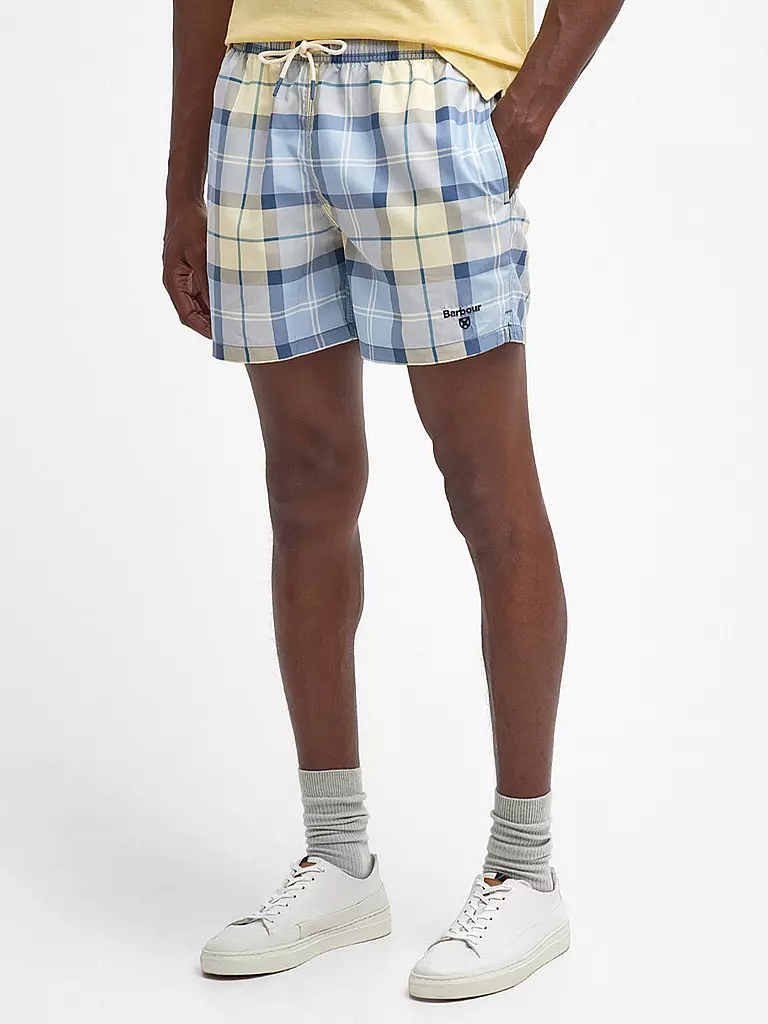 BARBOUR Badeshorts TARTAN STAPLE hellblau