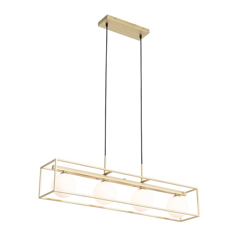Design hanglamp goud met wit glas 4-lichts - Aniek