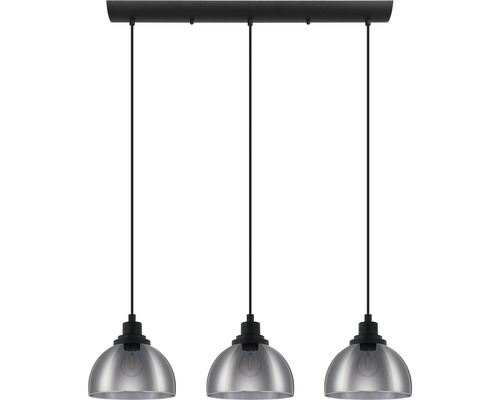 Hanglamp, 3-lichts, HxL 110x90,5 cm, zwart/transparant