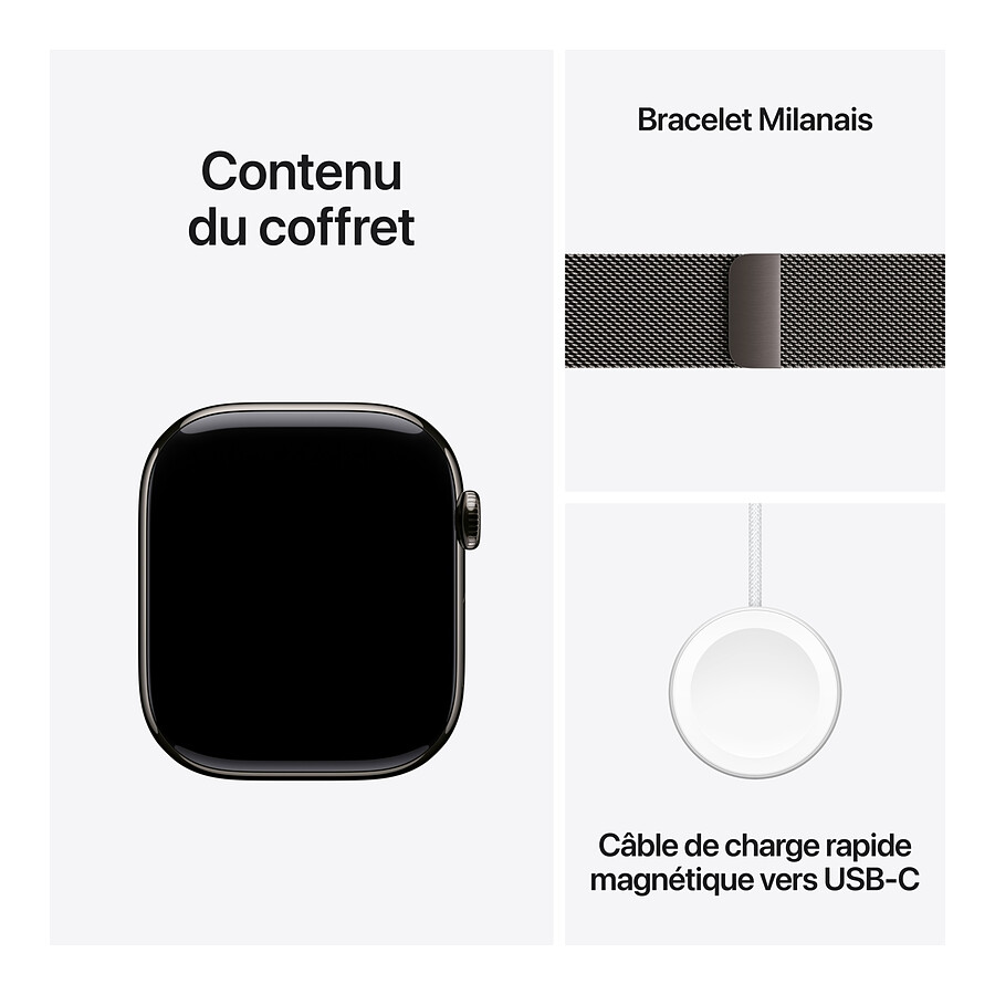 Apple Watch Series 10 GPS + Cellular - Titane Ardoise - Bracelet Milanais S/M - 46 mm