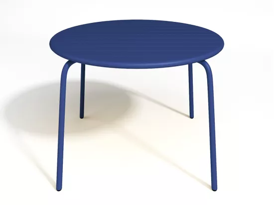 Salle à manger de jardin en métal - une table D.110 cm et 4 chaises empilables - Bleu nuit - MIRMANDE de MYLIA