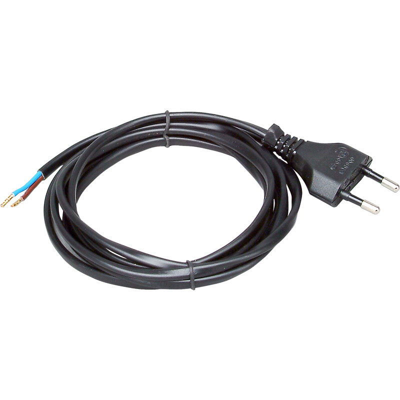 Aansluitsnoer Eurostekker 2m H03VVH2-F 2x0,75 Zwart