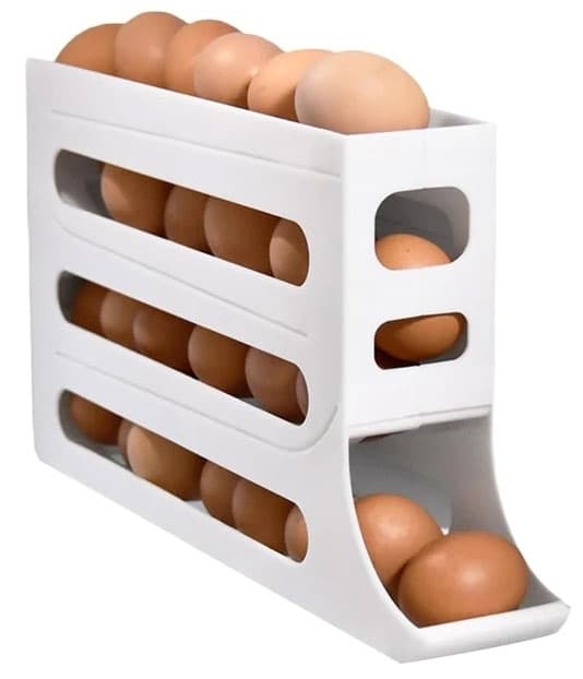 4 Levels Eggbeholder for kjøleskap, eggedispenser, eggholder, eggoppbevaring for 30 egg,