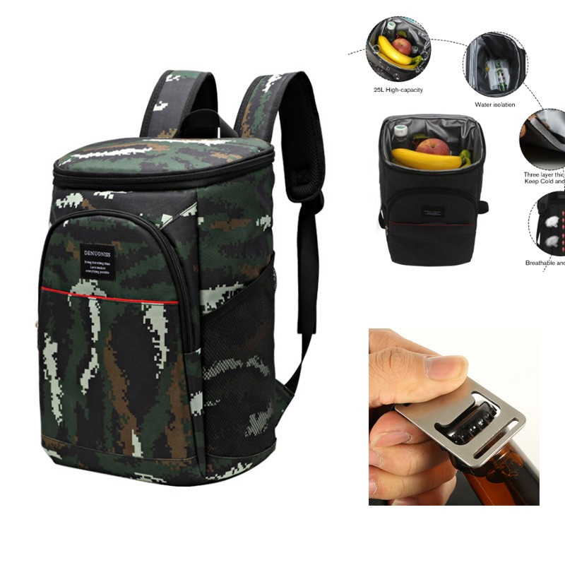 (20L) Oxford Thermo Picknick Rucksack Kühltasche Isolierrucksack für Camping / Wandern / Festivals - Pixel Camouflage