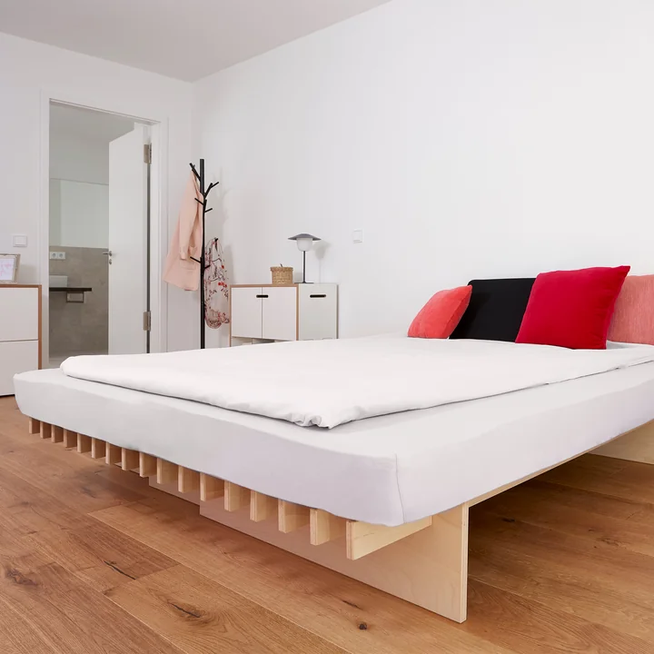 Tojo - Parallel Bett, 160 x 195 cm, Buche natur