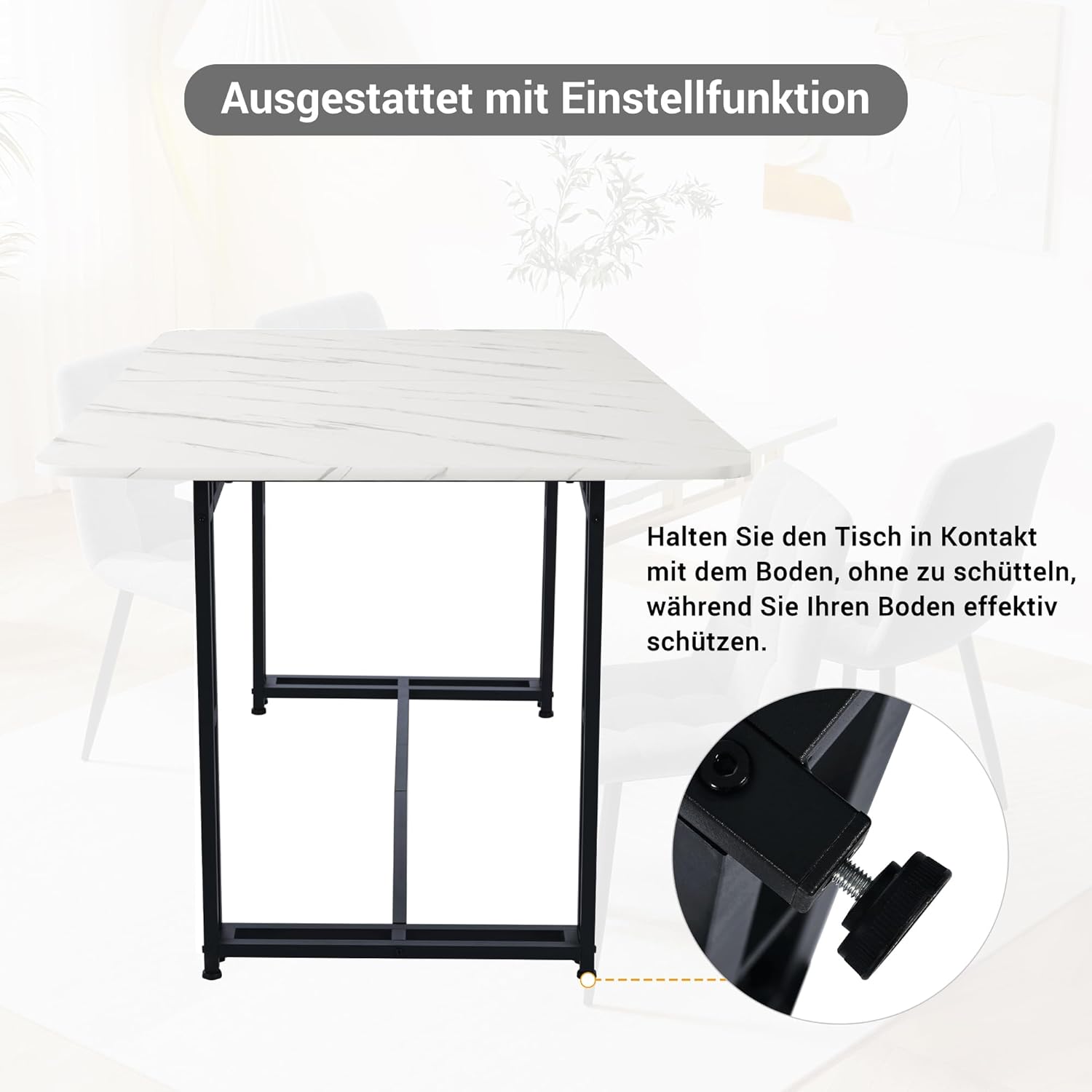 HAUSPROFI Esstisch Set mit 4 Stühlen, Rechteckig Küche Esstisch Sitzgruppe, Modern Design Holzmöbel Esszimmergruppe für Wohnzimmer Küche Büro (Grau + Schwarz, Samt, 140x80x74cm)