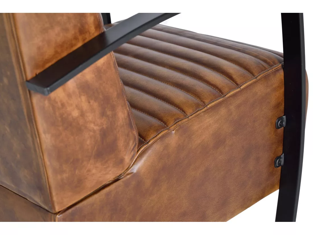 FAUTEUIL EN CUIR MARRON Marrón.Giner y Colomer.82x82x75