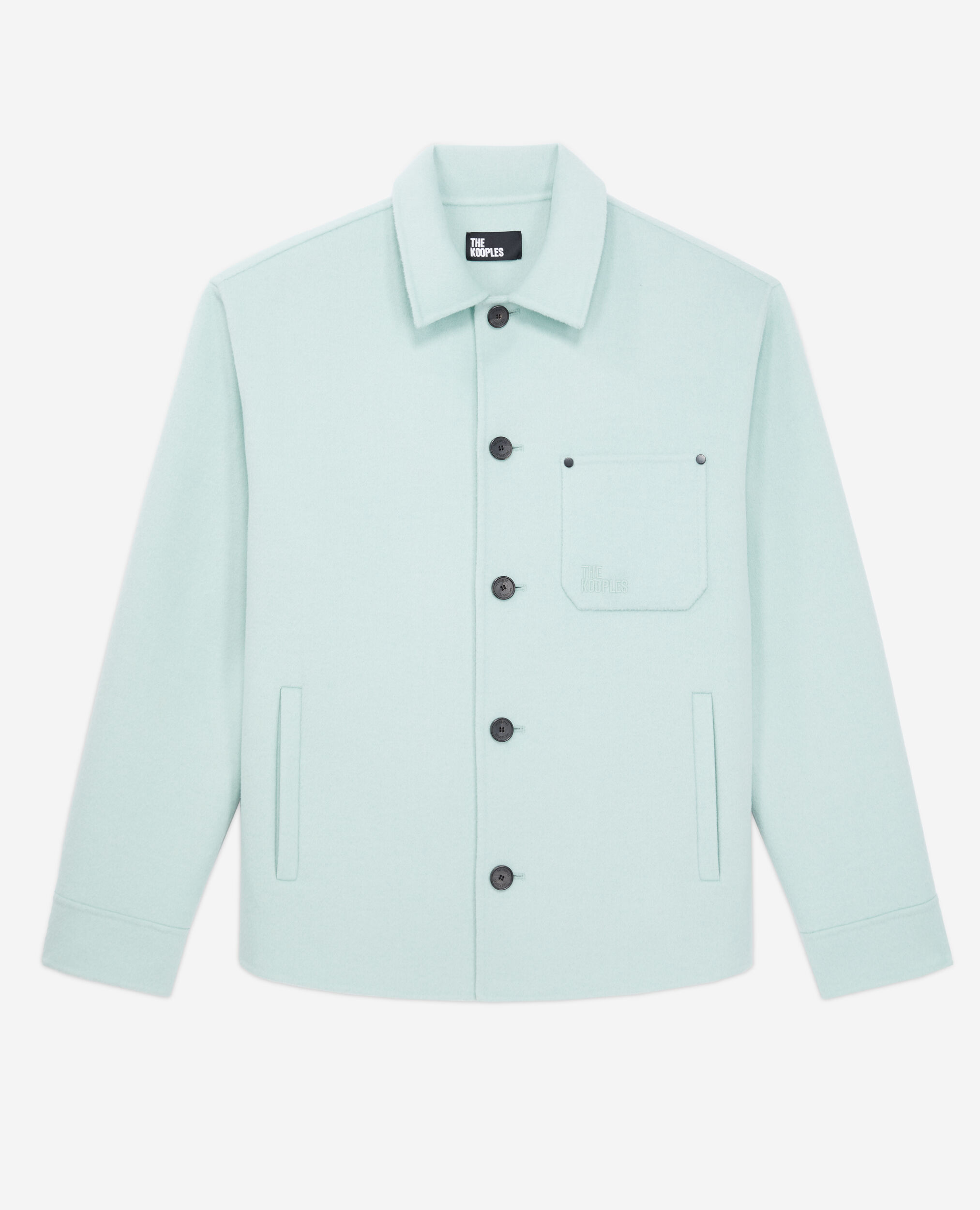 Blouson type surchemise vert en laine