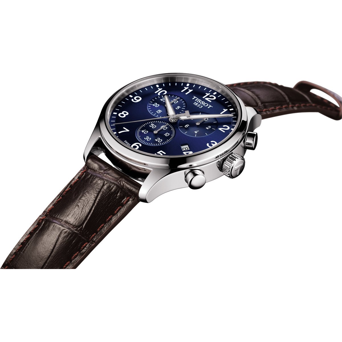 Montre Tissot homme chronographe acier cuir marron