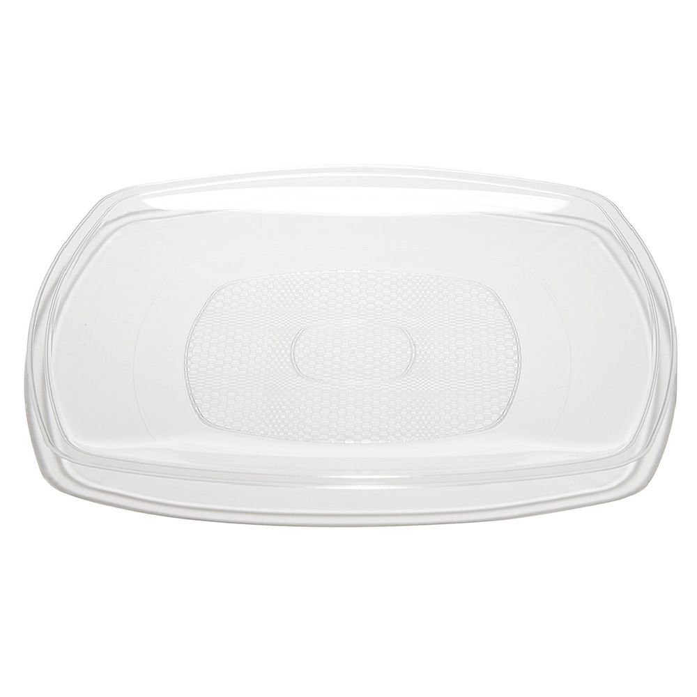 Lot de 6 assiettes carrées plastique transparent à bord arrondi 18,5x18,5 cm