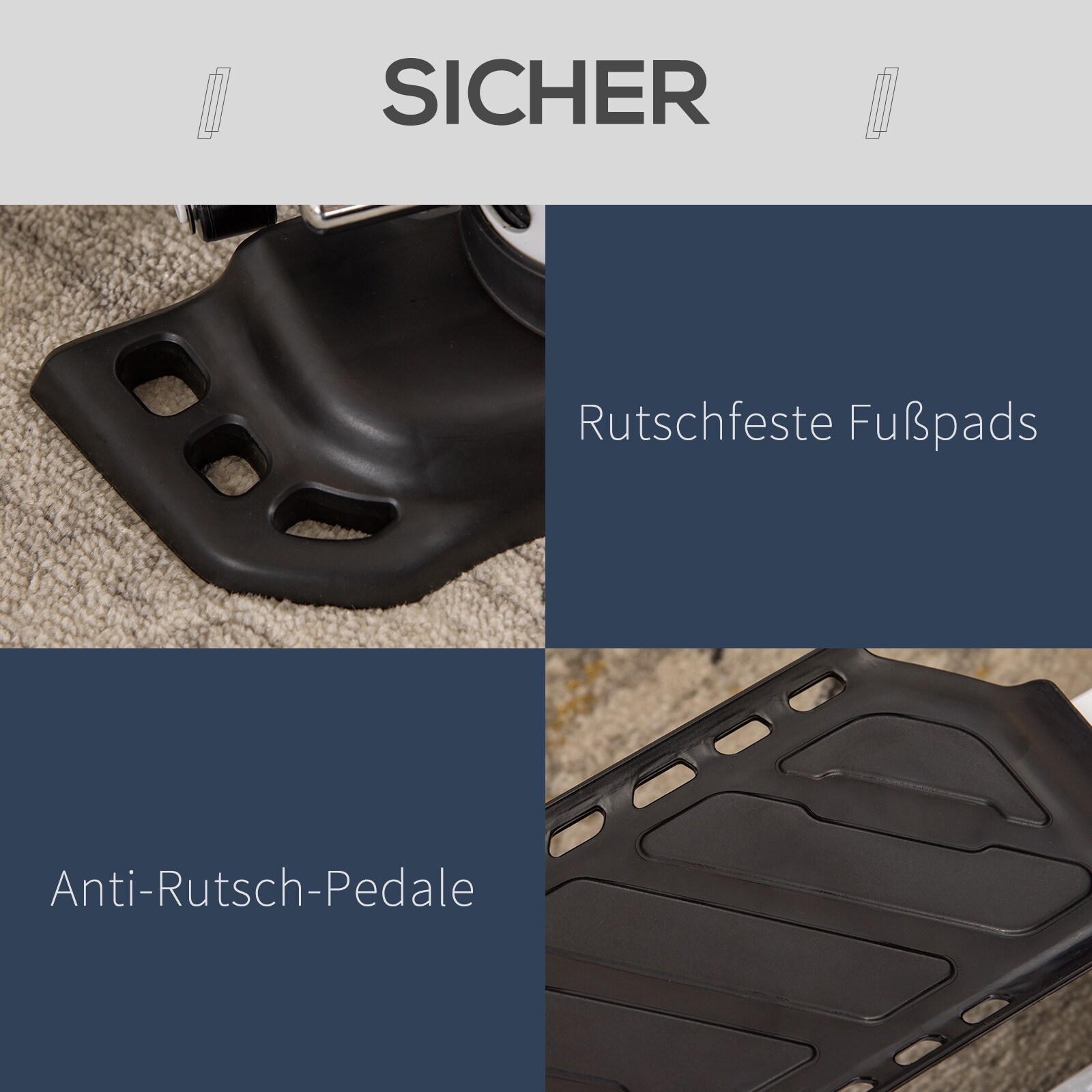 HOMCOM Mini Stepper mit LCD-Bildschirm und Pedalen schwarz, weiß 48L x 34B x 21H cm