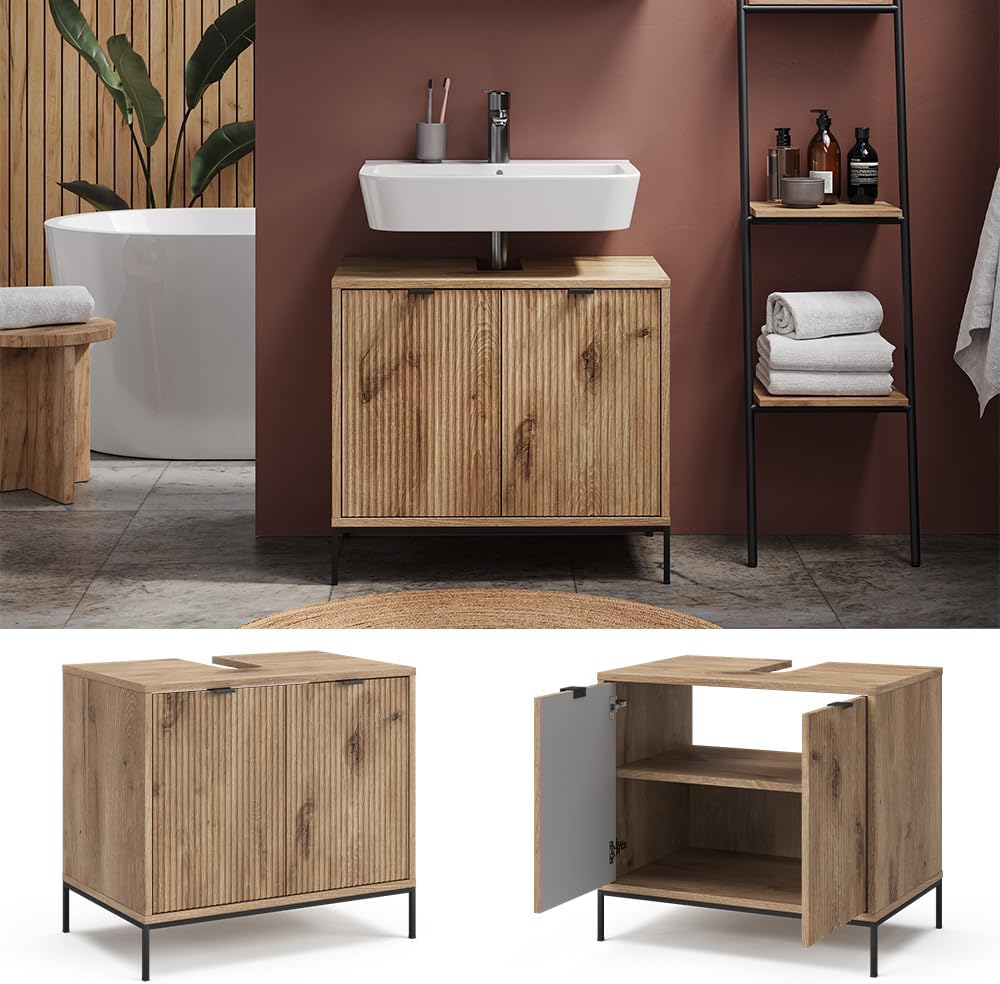 Vicco Waschtischunterschrank Eliza, Viking Oak, 70 x 63 cm mit 2 Türen