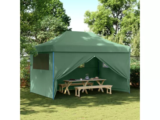 Tente de réception pliable escamotable 4 parois latérales vert