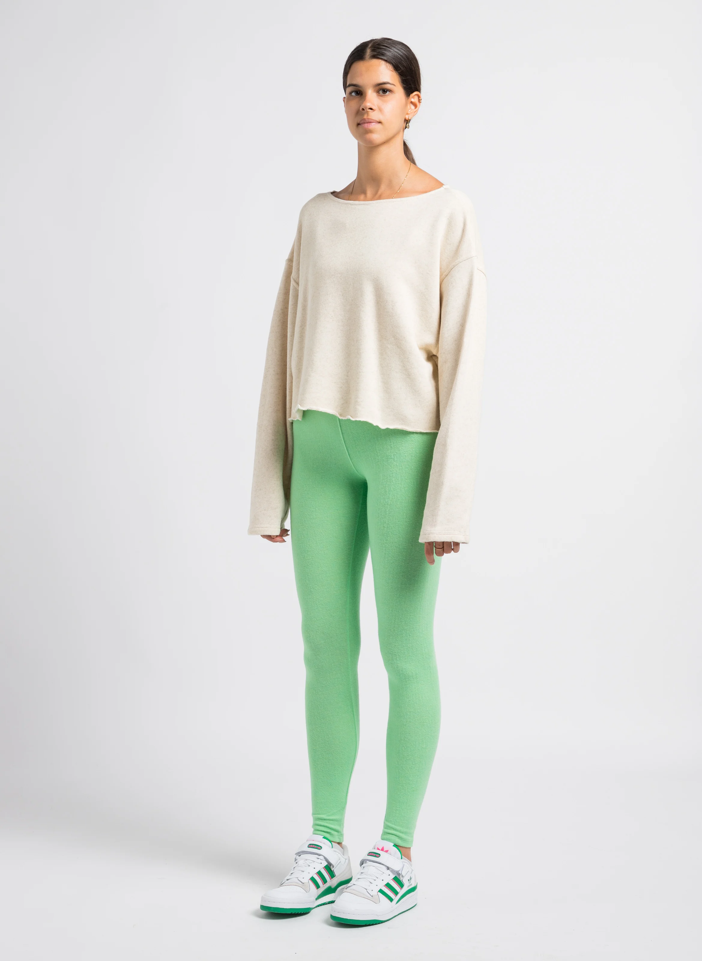 ITONAY - Sweat col bateau en coton bio et lin | Beige
