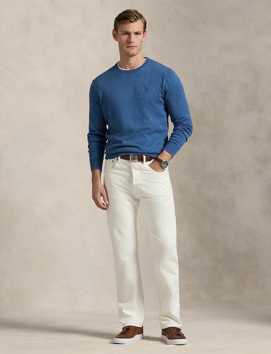POLO RALPH LAUREN<br>Suéter de mistura de algodão com gola redonda