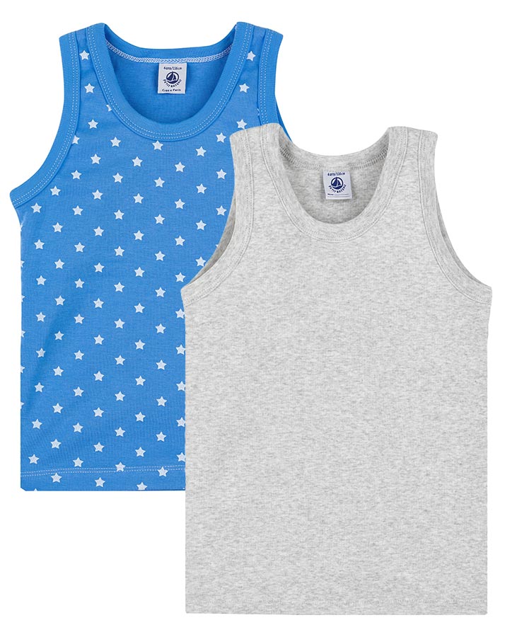 Unterhemd STERNE 2er Pack in blau/grau melange