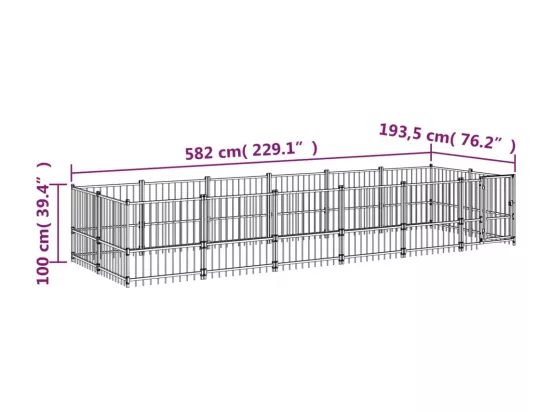 Chenil cage enclos pac noire 582 x 193.5 x 100 cm 02_0041783