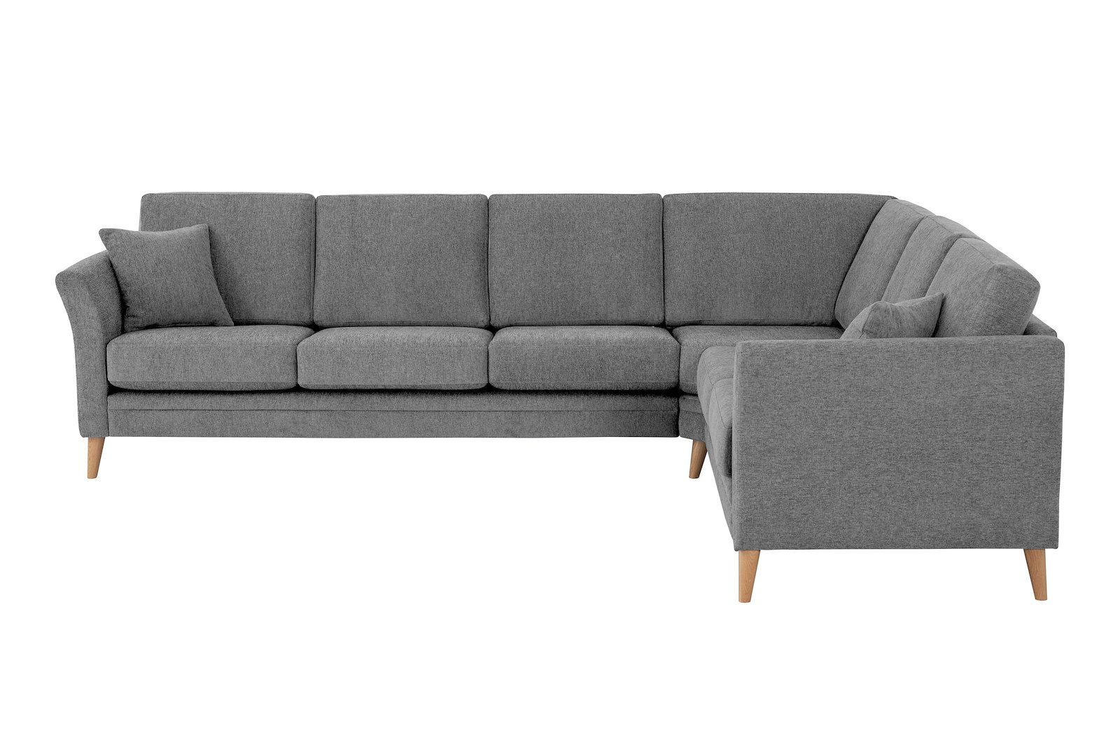 Eden hjørnesofa 32 hjørne i tekstil Thor 3 Grey med ben i eik natur (15137).