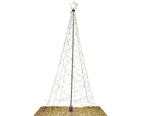836 LED vlaggenmast boom lichtsnoer Lumineo H 500 cm warm wit