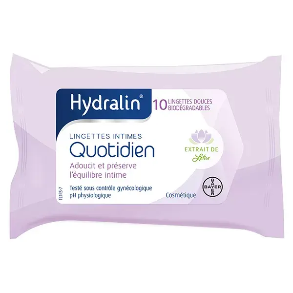 Lenços umedecidos íntimos diários Hydralin, 10 unidades.