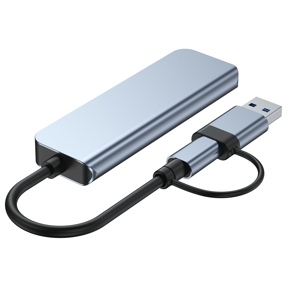 (5 Gbit/s) USB C / USB 3.0 4-fach Multiport Adapter Highspeed Aluminium Hub - Grau