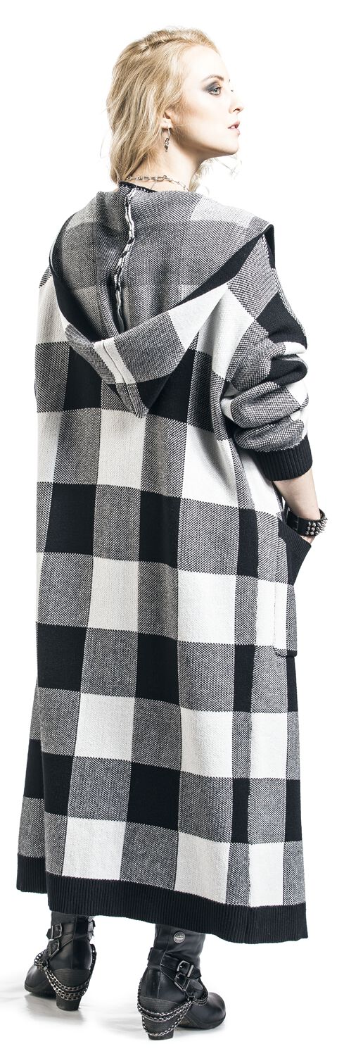 Gilet À Capuche À Carreaux Noir/Blanc | Rock Rebel by EMP Cardigan