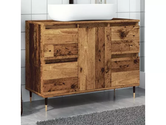 Armoire de salle de bain vieux bois 80x33x60 cm bois ingénierie