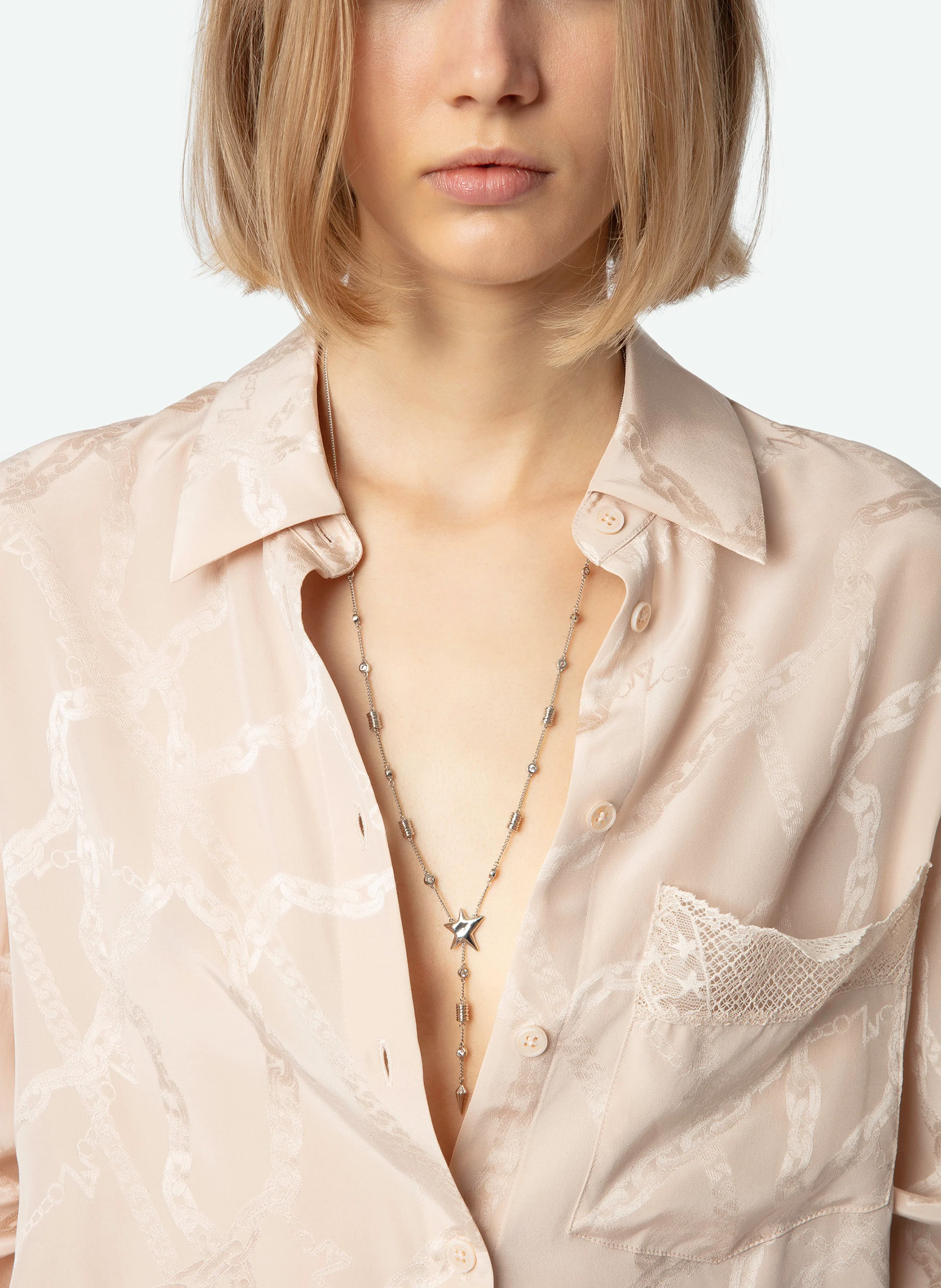 MORNING JAC - Chemise col classique en soie | Rose