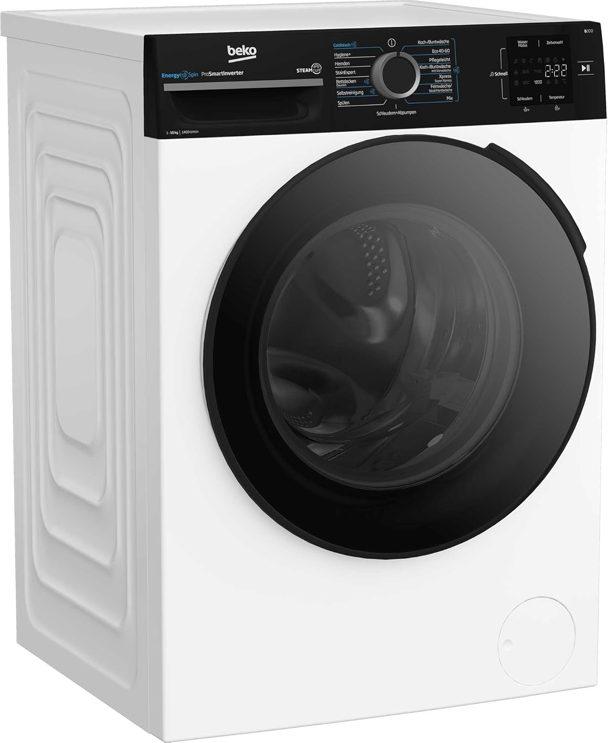 Beko BM3WFU31041R Waschvollautomat, Waschmaschine, 10 kg, EnergySpin, Schleuderwahl 1400 U/min, SteamCure Dampffunktion, allergikergeeignet, AquaWave Schontrommel, Weiß