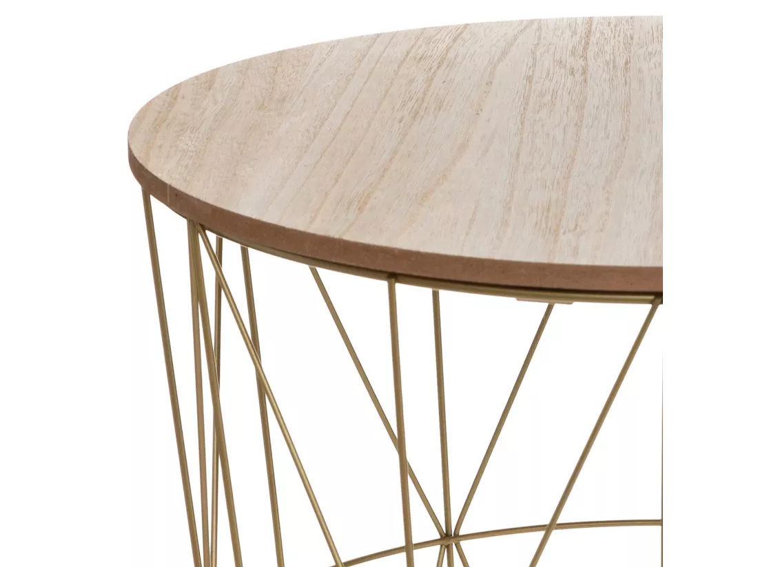 WELL HOME - Table d'appoint 'Kumi' en métal doré Ø40x41