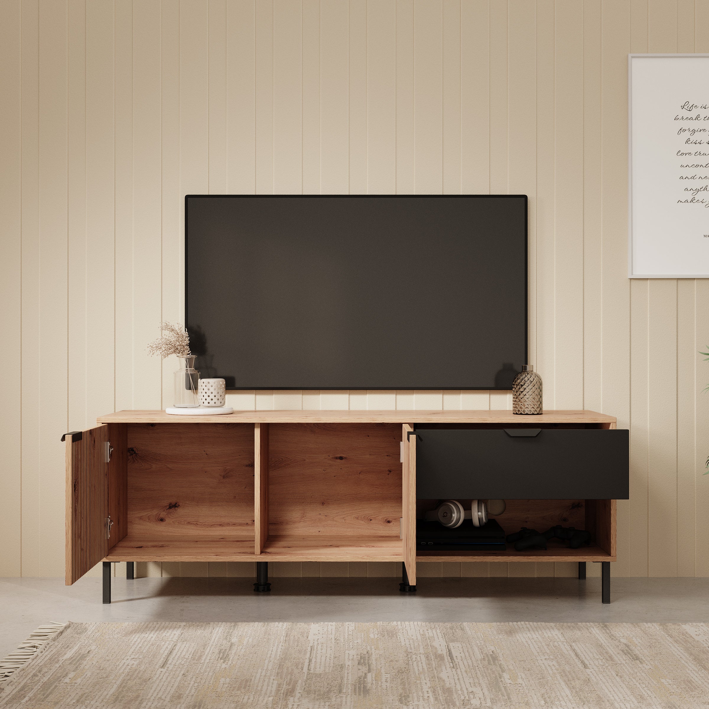 Malaika - TV-Meubel - Eiken - 151x40x54 cm