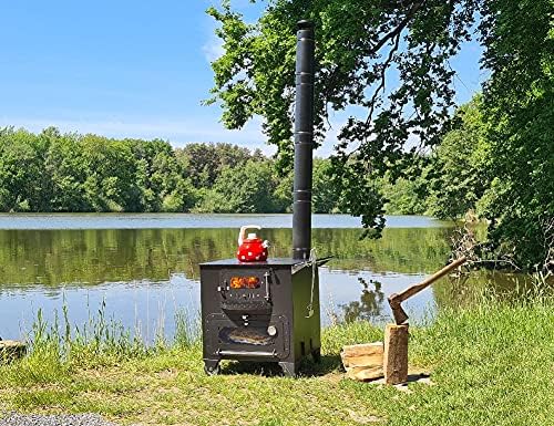 Outdoor Küchenofen Garten-Herd Gartenküche ELISE Pizzaofen Zeltofen Schwarz - Holz - Stahl und Gusseisen - Ofen - Gartenherd