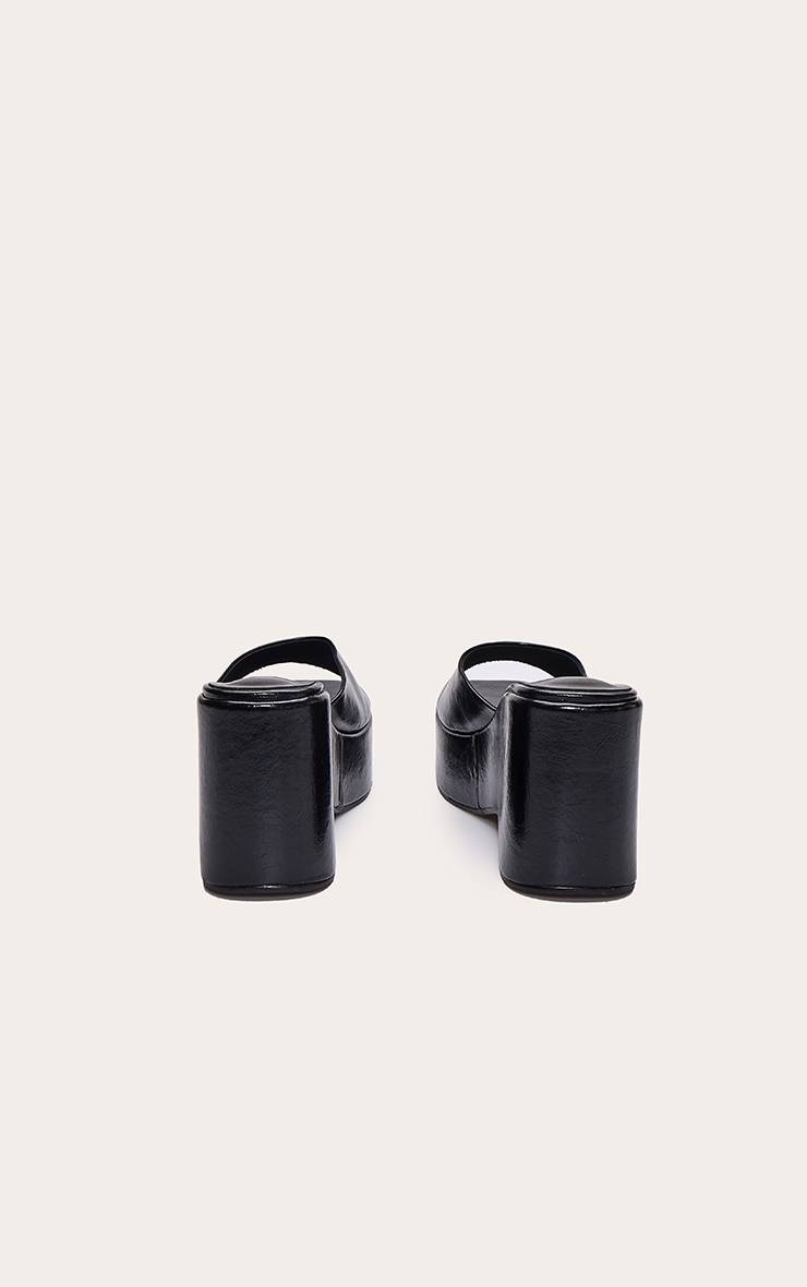Noir Mules Compensées Vernies Plissées