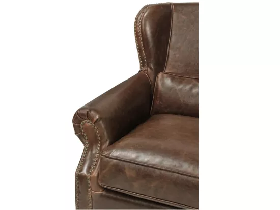 Fauteuil 100% cuir EDOUARD - Marron