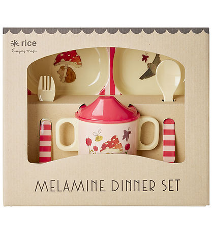 Rice Geschirr-Set - Melamin - 4 st. - Pink/Happy Forest